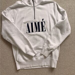 Aime Leon Dore Half Zip White Sweater